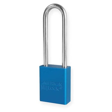 Lockout Padlock, Keyed Different, Aluminum, Blue, 3 in Shackle Height, 1 1/2 in Body Width