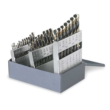 29PC 135 Degree Heavy-Duty Mechanics Length Drill Set Cle-Line 1876 Black & Gold HSS 1/16-1/2x1/64