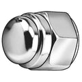 Flattened Head Cap Nut, 1/4"-20, Steel, Chrome Plated, 0.47 in H, 5 PK