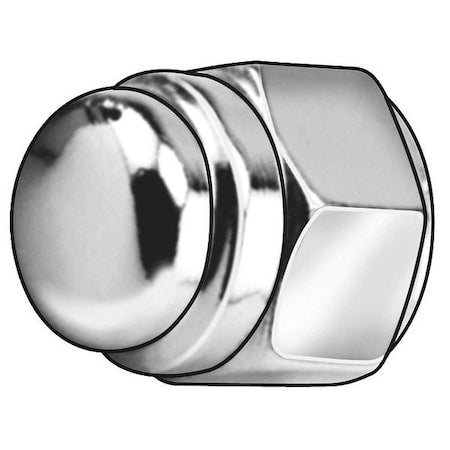 Flattened Head Cap Nut, 1/4"-20, Steel, Chrome Plated, 0.47 in H, 5 PK