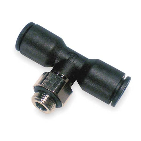 Push-Fit Tee Fitting, 16mm Tube Size, Fiberglass-Reinforced Nylon, Black