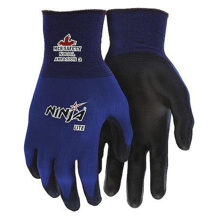 Coated Gloves, Polyurethane, Smooth, Palm, 3 Abrasion Level, Blue, XL (10) 1 PR