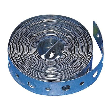 Hanging Strap For Pipe, 100 ft L, 5/32 in/1/4 in Holes, 1/2 in Hole Space, 24 ga 304 Stainless Steel