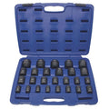 1/2" Drive Impact Socket Set, Metric, 26pcs, Impct Skt St,Steel,Blk Oxd,10 to 36 mm
