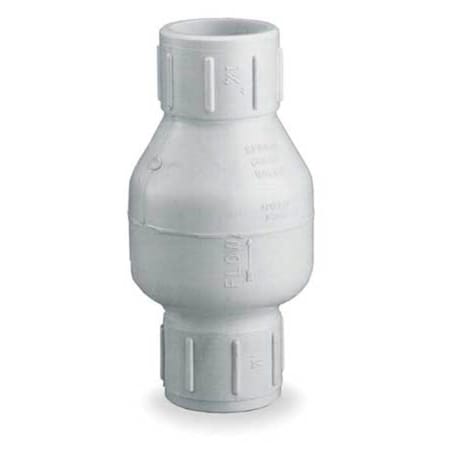 Spring Check Valve, Inline, 1 in Pipe Size, Slip x Slip, PVC Body