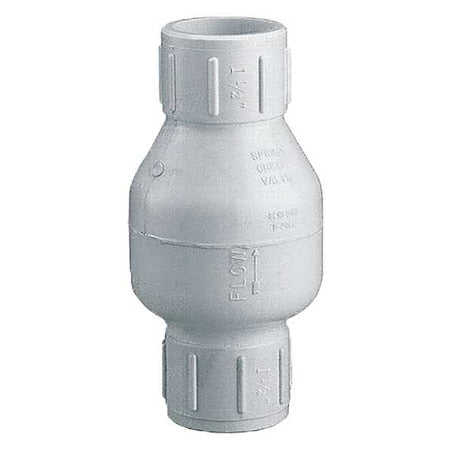 Spring Check Valve, Inline Spring, 1 1/2 in, Slip x Slip, PVC Body, 6 3/4 in