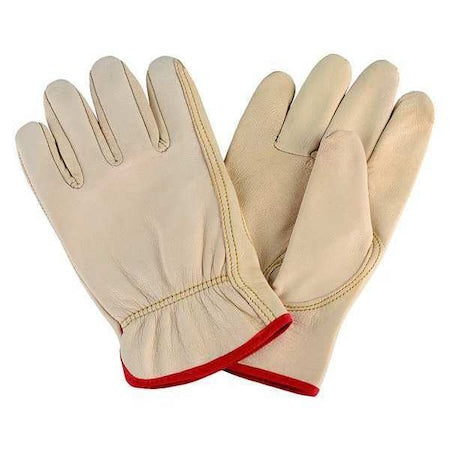 Leather Drivers Gloves, Goatskin, Shirred Slip-On, Keystone Thumb, Gunn Cut, Beige, L 1 PR