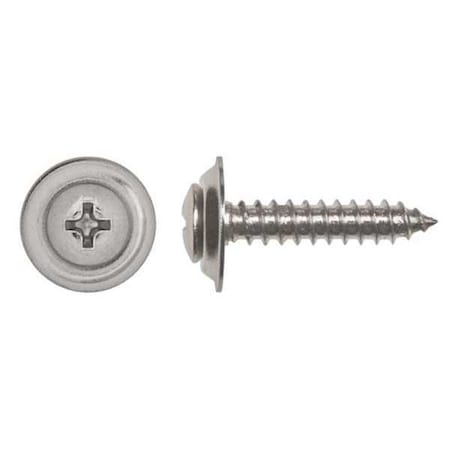 Sheet Metal Screw, #10 x 1 in, Chrome Plated Steel Oval Head Phillips Drive, 100 PK