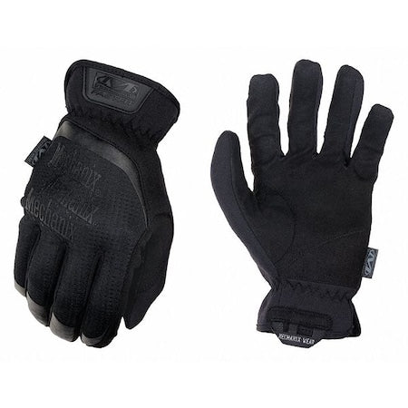 Tactical Glove, Synthetic Leather Palm, 8" Length, Safety Cuff, Full Finger, Tricot Lining, Black