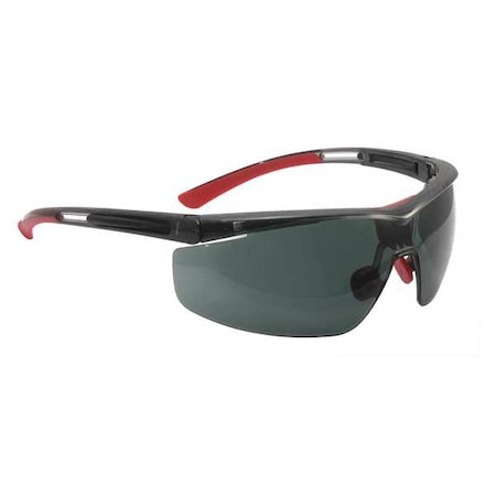 North Adaptec, Safety Glasses, Anti-Fog, Anti-Static & Anti-Scratch, Smoke Lens, Black/Red Frame