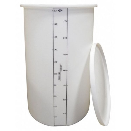 Storage Open Top Process Chemical Tank, Vertical, LDPE, Nat, 200 Gal