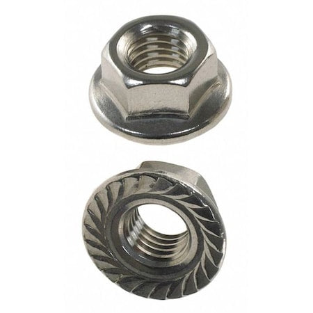 Serrated Lock Nut, #10-24, 316 Stainless Steel, Not Graded, Plain, 10 PK
