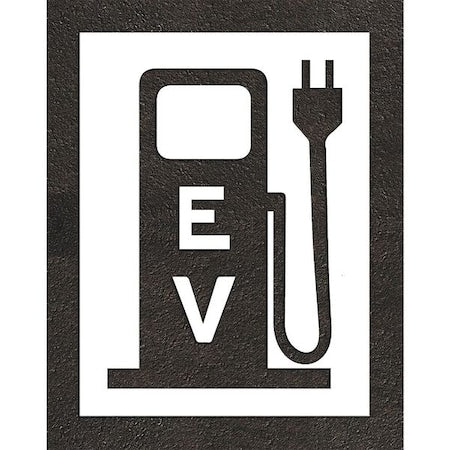 Pavement Stencil, Combination Set, Electric Car Logo, 48 in Character Height, Not Applicable Font