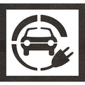 Pavement Stencil, Symbol, Electric Car Logo, 36 in Character Height, Not Applicable Font, White
