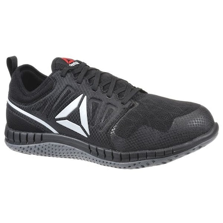 Men's Athletic Shoe, Steel Toe, Mesh, Fabric Upper, Rubber Outsole, Lace Up, Dark Gray, 11 1/2 W
