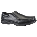 Men's Loafer Shoe, Steel Toe, Leather Upper, Rubber Outsole, Slip On, Black, 10 D