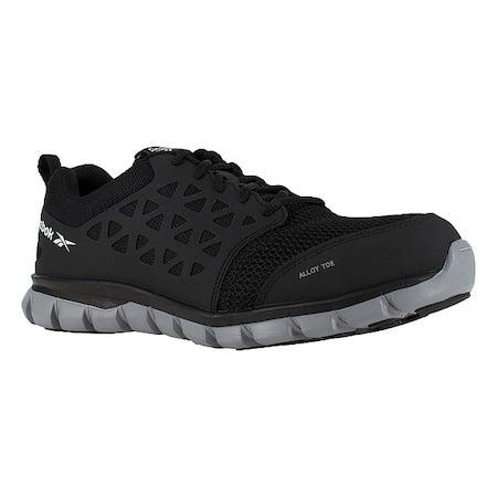 Women's Athletic Shoe, Alloy Toe, Mesh Upper, Rubber Outsole, Lace Up, Black, 7 1/2 M