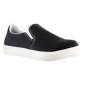 Women's Athletic Shoe, Steel Toe, Leather Upper, Rubber Outsole, Slip On, Charcoal/Gray, 9 1/2 E