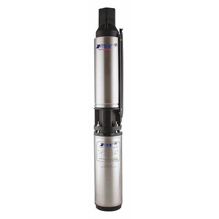 Submersible Deep Well Pump, 1/2 hp, 230V AC, 4 Wires, 6 A, 10 Stages, 7 gpm