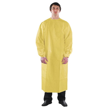 Gown, Polyethylene, Bound, 2.7 mil, 64 in, Yellow, M, 50 PK