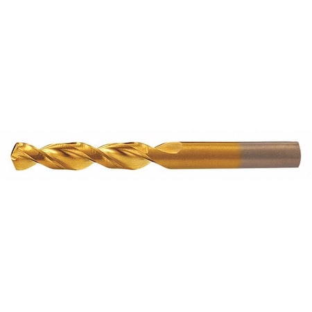 Screw Machine Drill Bit, G Size, 135  Degrees Point Angle, Cobalt, TiN Finish, Straight Shank