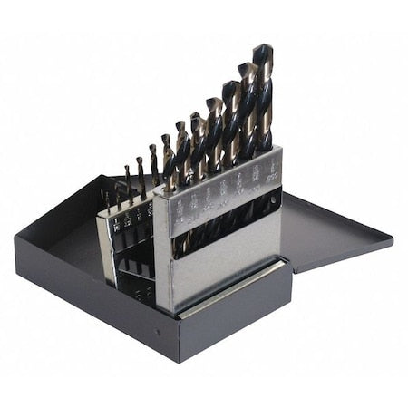 15PC 135 Degree Heavy-Duty Jobber Dril Set Cle-Line 1878 Black & Gold HSS RHS/RHC 1/16-1/2x1/32