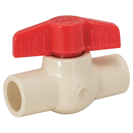 Ball Valve, White/Red, Plastic, 1/2" Pipe