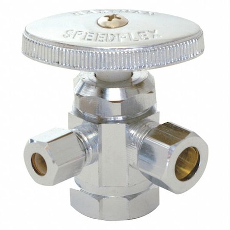 Supply Stop,3-Way,1/2" Inlet,3/8" Outlet