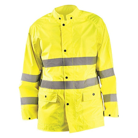 Rain Jacket, Polyester, Class 3 R, Yellow, XL