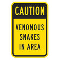 Caution, Venomous Snakes In Area, 18 in x 12 in, Vertical Rectangle, Aluminum, T1-1374-HI_12x18