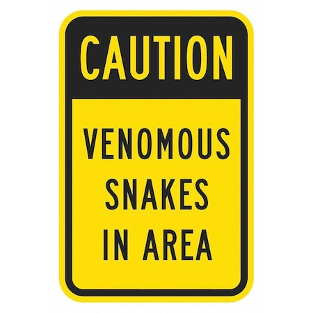 Caution, Venomous Snakes In Area, 18 in x 12 in, Vertical Rectangle, Aluminum, T1-1374-HI_12x18