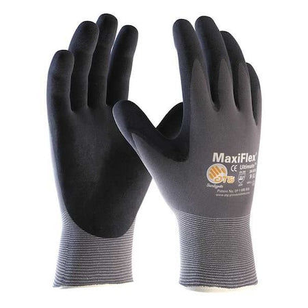MaxiFlex Ultimate Seamless Knit Gloves, Foam Nitrile Coated, Palm/Finger, Black/Gray, L, 12 PK