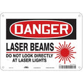Laser Warning Sign, 7 in H, 10 in W, Aluminum, Vertical Rectangle,451R49