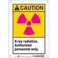 Radiation Sign, 10 in H, 7 in W, Vinyl, Horizontal Rectangle,452A68