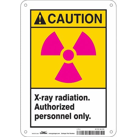 Radiation Sign, 10 in H, 7 in W, Vinyl, Horizontal Rectangle,452A68