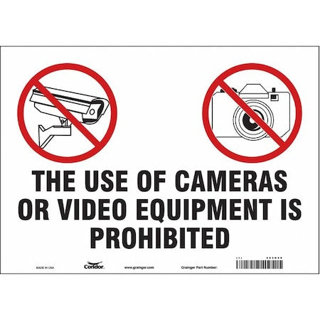 Security Sign, 10 in H, 14 in W, Vinyl, Horizontal Rectangle, English, 453N50