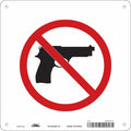No Concealed Weapons Sign, 10 in Height, 10 in Width, Aluminum, Square, English