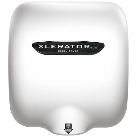 Xlerator Eco Automatic Hand Dryer, 10 Sec Dry Time, 65-75 dBA, 110-120 VAC, White BMC Cover, Smooth