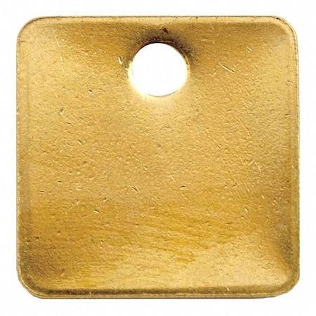 Blank Tag, Brass, 1 1/4 in H x 1 1/4 in W, Yellow, Square, 100 PK