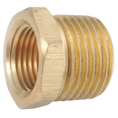 Hex Bushing Brass Hex Bushing, 1/2 in Male NPT X 3/8 in Female NPT