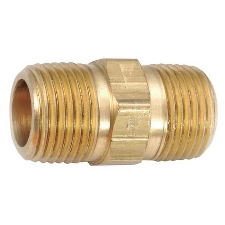 Hex Nipple Low Lead Brass Hex Nipple, 1 in Male NPT X 1 in Male NPT