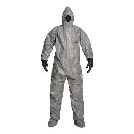 Hooded Coverall, 2XL, Gray, Tychem(R) 6000, Elastic