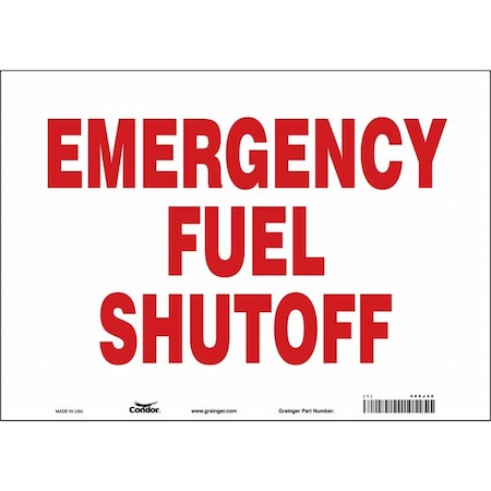 No Header, EMERGENCY FUEL SHUTOFF, 14 in W x 10 in H, Horizontal Rectangle, Vinyl