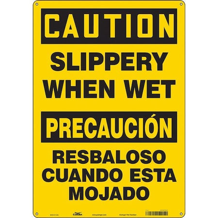 Safety Sign, 20 in Height, 14 in Width, Aluminum, Vertical Rectangle, English, Spanish