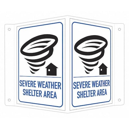 Safety Sign, 6 in Height, 7 1/2 in Width, Aluminum, V-Shape Projection, English