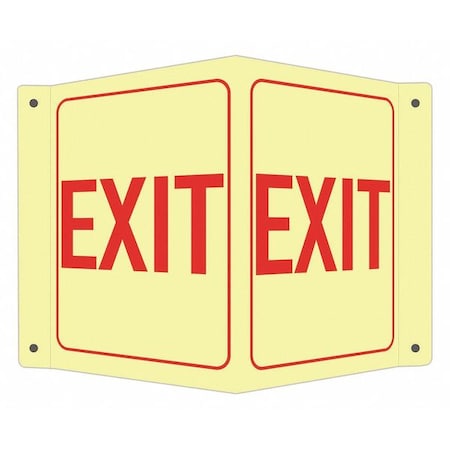 Exit Sign, Recycled Aluminum, 7-1/2" W, 6" H, Exit, White