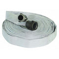 Fire Hose, Single Jacket, 50 ft Length, 1 1/2 in Hose Inside Dia., Polyurethane Hose Tube, White