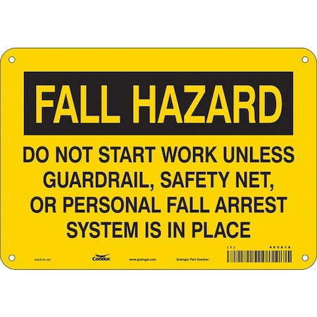 Safety Sign, 7 in Height, 10 in Width, Aluminum, Vertical Rectangle, English, 465A18