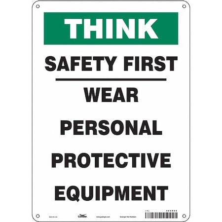 Safety Sign, 14 in Height, 10 in Width, Aluminum, Vertical Rectangle, English, 466R85