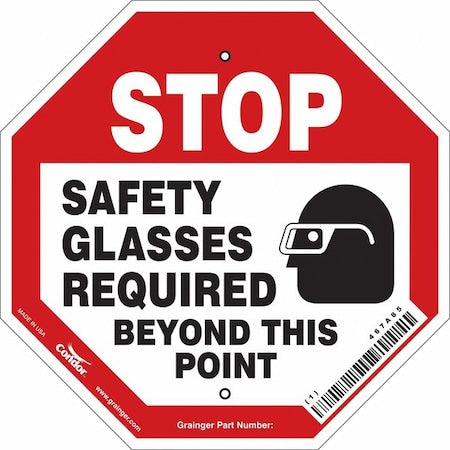 Safety Sign, 12 in Height, 12 in Width, Polyethylene, Octagon, English